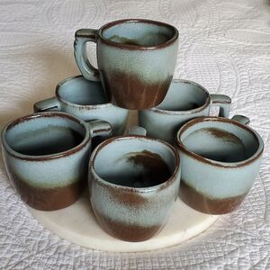 Frankoma Prairie Blue 3C Coffee Mugs Set Of 6